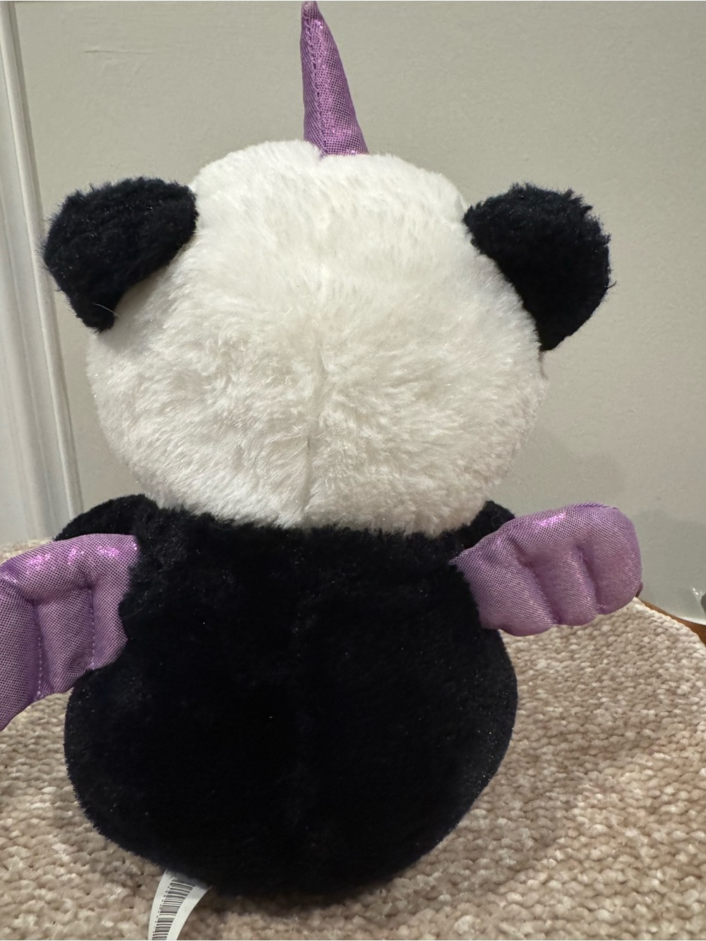 Plush Panda Unicorn Stuffed Toy - White, Black & Purple - Picture 2 of 5